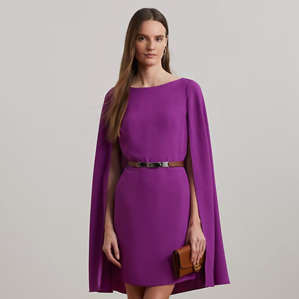 Cape Georgette Cocktail Dress Ralph Lauren
